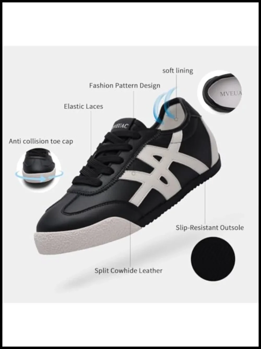 Split Cow Leather Fashion Sneakers - Breathable, Non-Slip, Lace-Up Walking Shoes